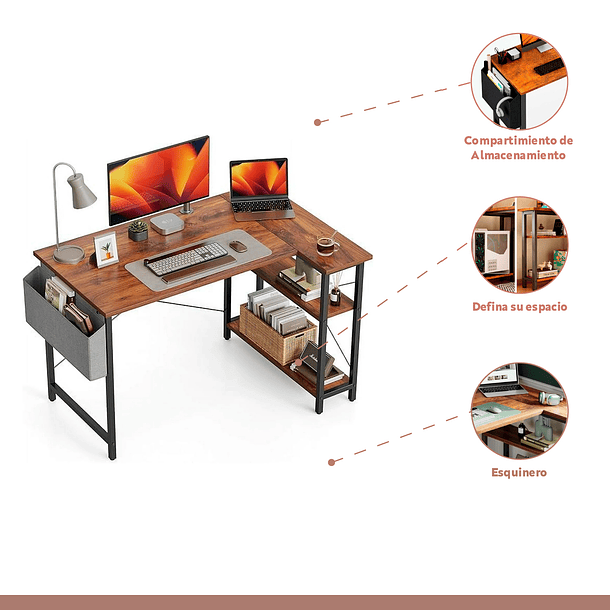 Escritorio Rustik esquinero 120cm 3
