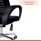 Silla oficina simply mesh negra con apoyabrazos y cabeza 6