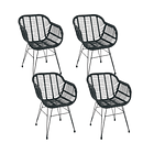 Pack de 4 Butacas con Apoyabrazos de Terraza Rattan Grecia Color Negro 1