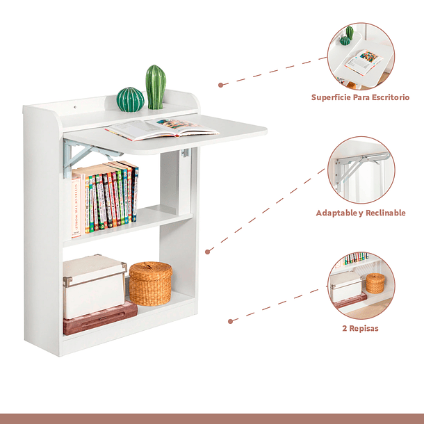 Escritorio Multifuncional Blanco - Compacto con Estanterías 3