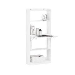 Estantería con Escritorio Plegable Compacto - Blanco