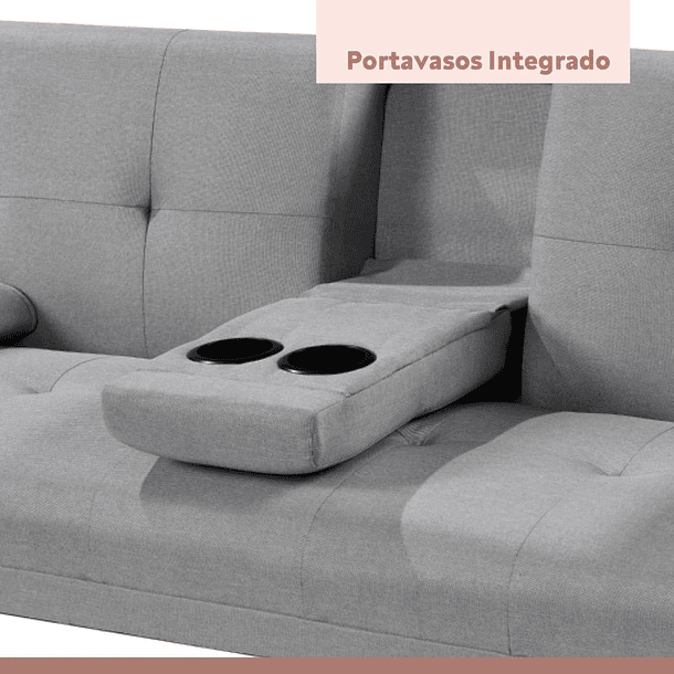 Sofá Cama Apoyabrazos - Lino Gris 14