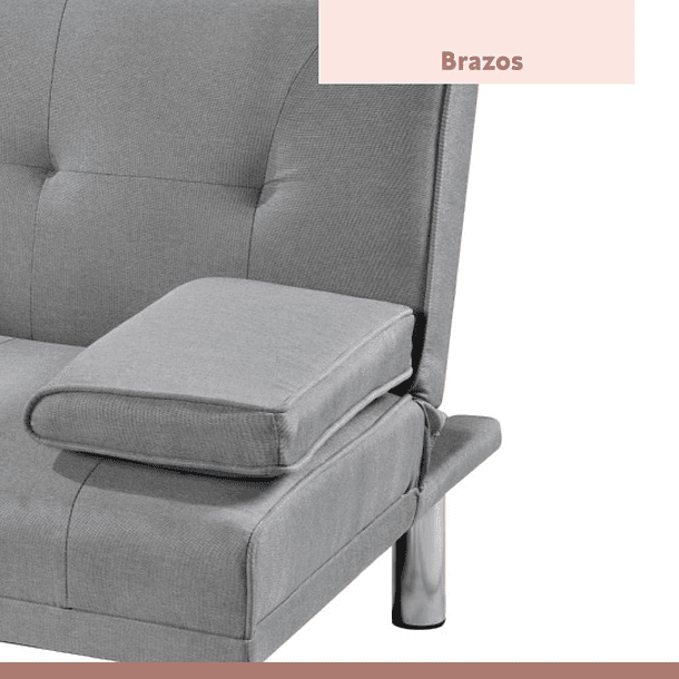 Sofá Cama Apoyabrazos - Lino Gris 15