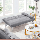 Sofá Cama Apoyabrazos - Lino Gris 18