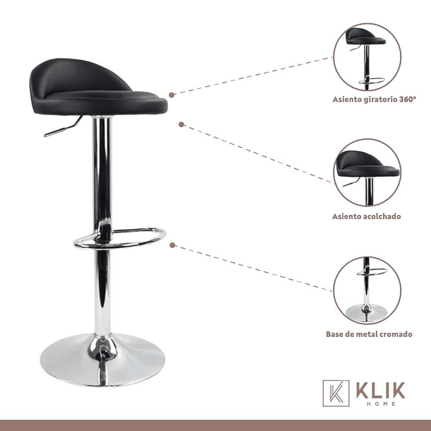 Taburete Piso de Bar Ajustable Acolchado Comfy - Negro 10