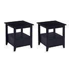 Pack de 2 Veladores Mesa Lateral Auxiliar con Cajón Bohemio 1