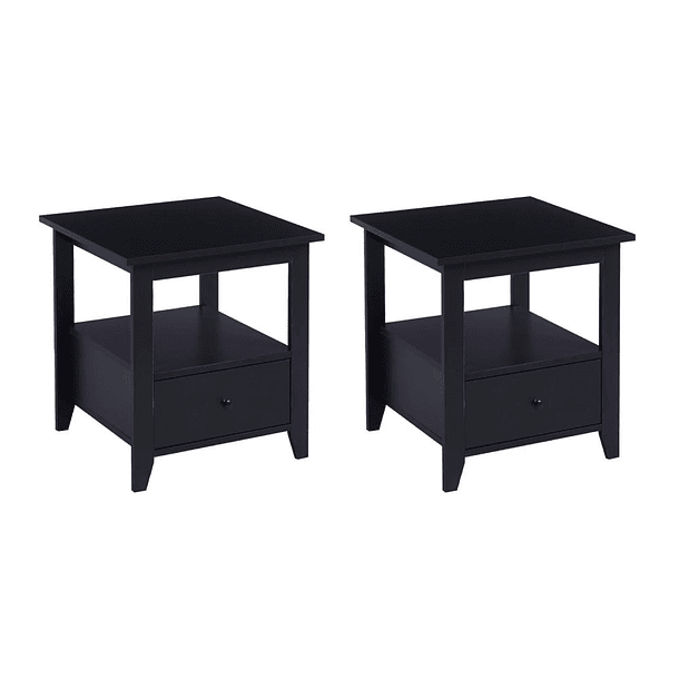 Pack de 2 Veladores Mesa Lateral Auxiliar con Cajón Bohemio 1