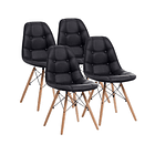 Pack de 4 Sillas Buckle Acolchadas Ecocuero Negras 1