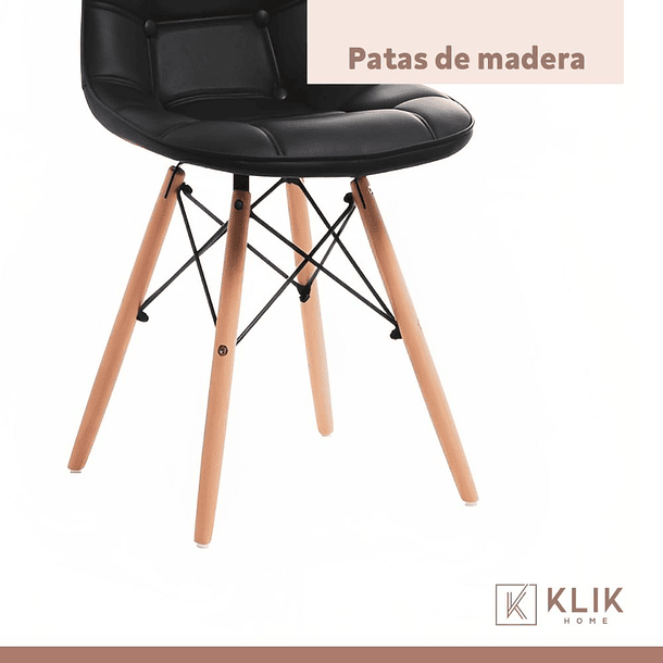 Pack de 4 Sillas Buckle Acolchadas Ecocuero Negras 7