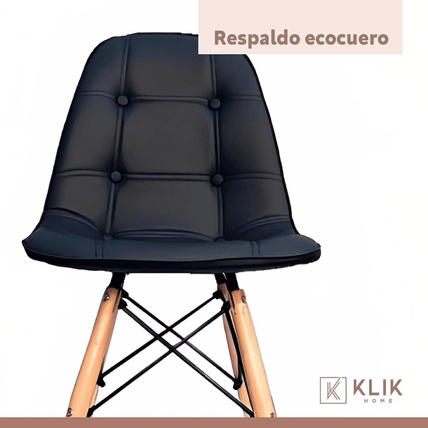 Pack de 4 Sillas Buckle Acolchadas Ecocuero Negras 8