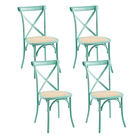 Pack de 4 Sillas Crossback Danubio Madera Rattan Menta 1