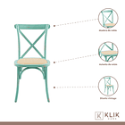 Pack de 4 Sillas Crossback Danubio Madera Rattan Menta 3