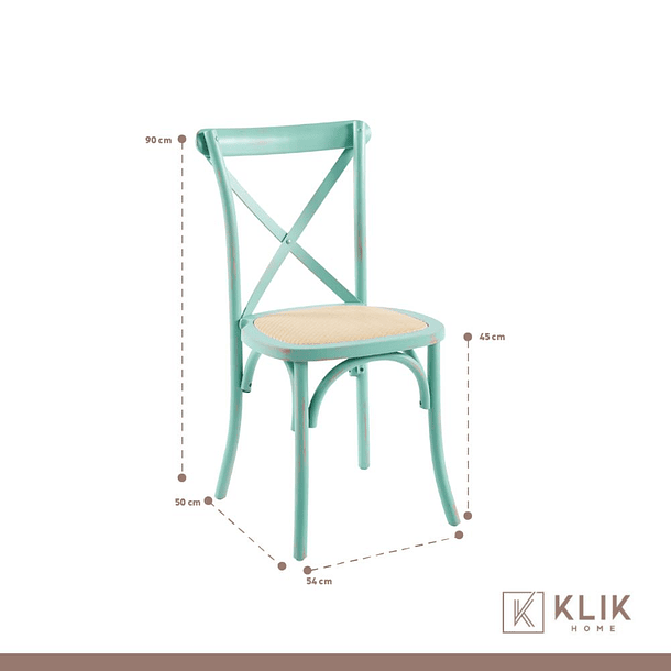 Pack de 4 Sillas Crossback Danubio Madera Rattan Menta 4