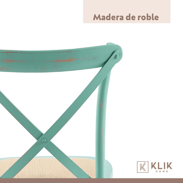 Pack de 4 Sillas Crossback Danubio Madera Rattan Menta 5