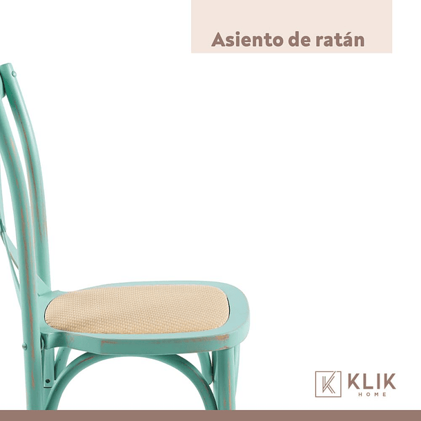 Pack de 4 Sillas Crossback Danubio Madera Rattan Menta 6