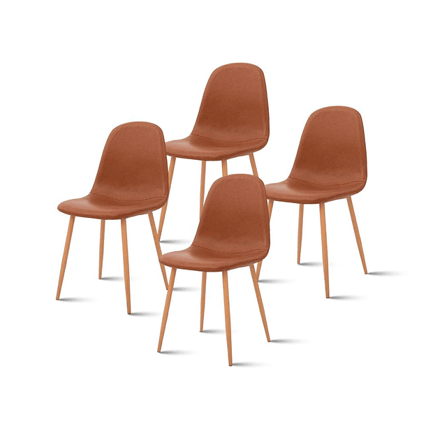 Pack de 4 Sillas Spoon Ecocuero Vintage - Café 1