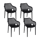 Pack de 4 Sillas Air Berlin Con Reposabrazos - Negras 1