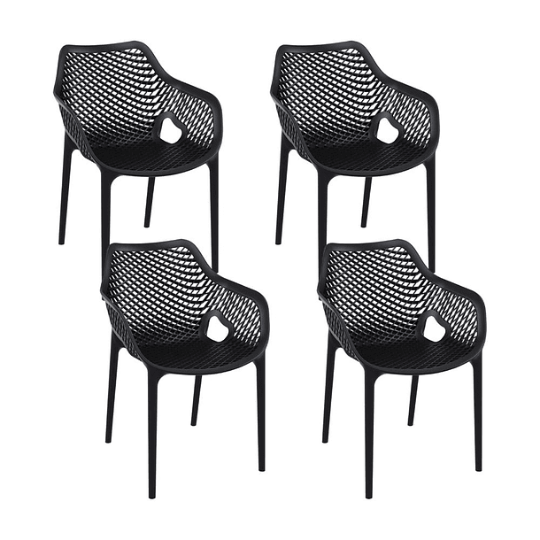 Pack de 4 Sillas Air Berlin Con Reposabrazos - Negras 1