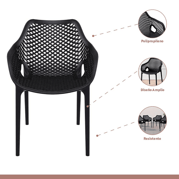 Pack de 4 Sillas Air Berlin Con Reposabrazos - Negras 3