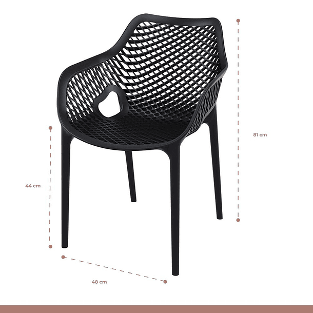 Pack de 4 Sillas Air Berlin Con Reposabrazos - Negras 4