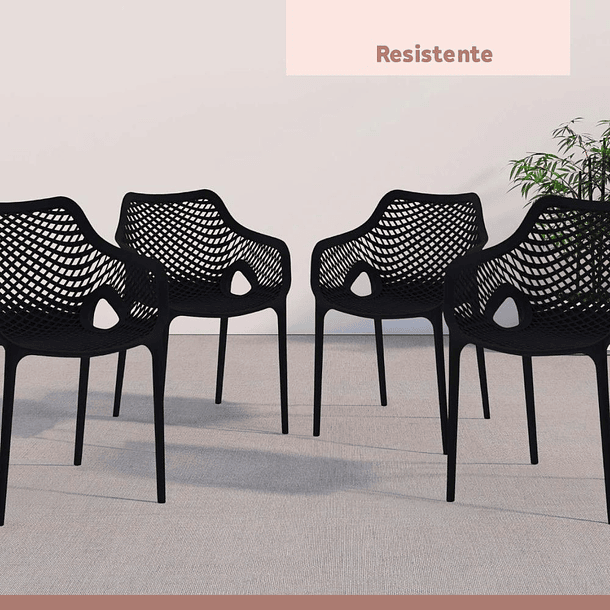 Pack de 4 Sillas Air Berlin Con Reposabrazos - Negras 7