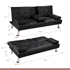 Sofá Cama Apoyabrazos - Ecocuero negro 9