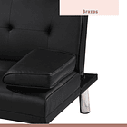 Sofá Cama Apoyabrazos - Ecocuero negro 16