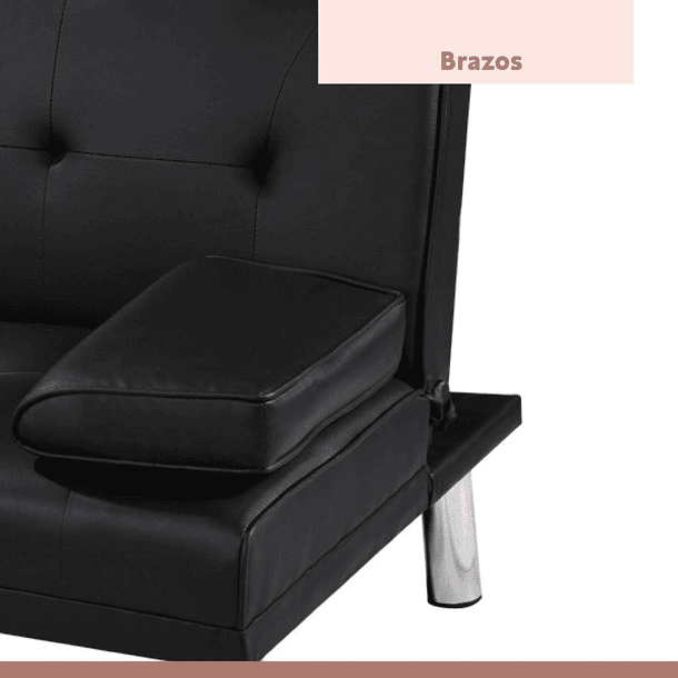 Sofá Cama Apoyabrazos - Ecocuero negro 16