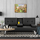 Sofá Cama Apoyabrazos - Ecocuero negro 18