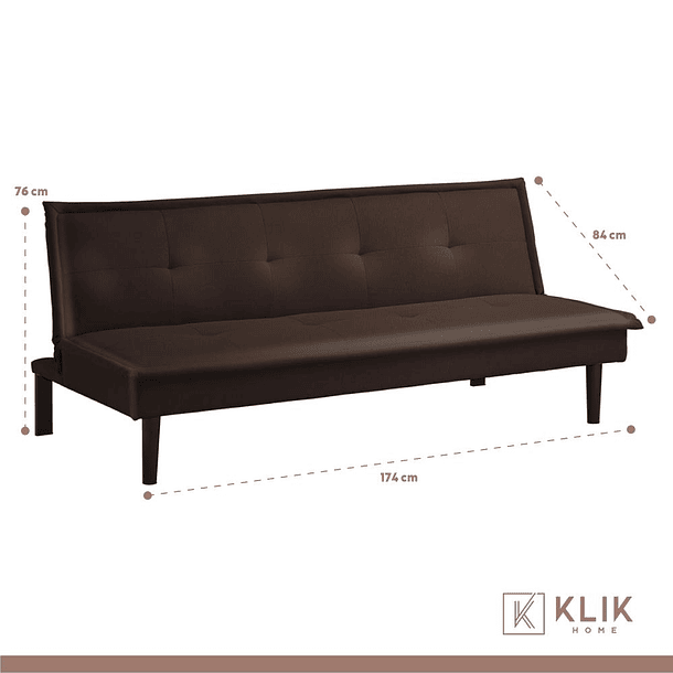Futón Sofá Cama 2 cuerpos Simply - Ecocuero Café 4