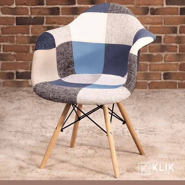Butaca Sitial Eames Patchwork Acolchado - Celeste 5
