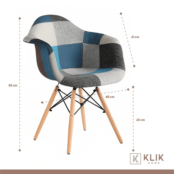 Butaca Sitial Eames Patchwork Acolchado - Celeste 12