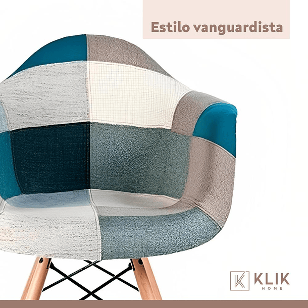 Butaca Sitial Eames Patchwork Acolchado - Celeste 17