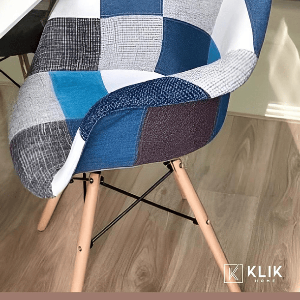 Butaca Sitial Eames Patchwork Acolchado - Celeste 18