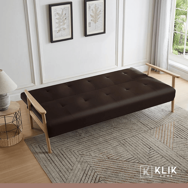 Futón Sofá Cama 3 cuerpos Amelia - Ecocuero Café 8