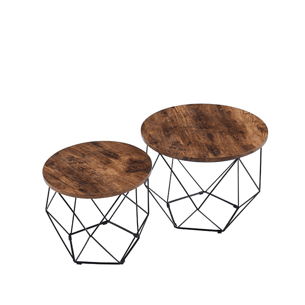 Juego dos mesas de centro lateral Madison enrejada - Natural 1