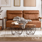 Juego dos mesas de centro lateral Madison enrejada - Natural 2