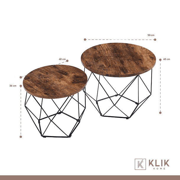 Juego dos mesas de centro lateral Madison enrejada - Natural 4