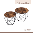 Juego dos mesas de centro lateral Madison enrejada - Natural 7