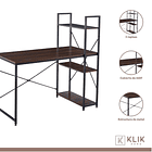 Escritorio Industrial Home Office con Repisas Oslo - Madera Oscura Walnut 10