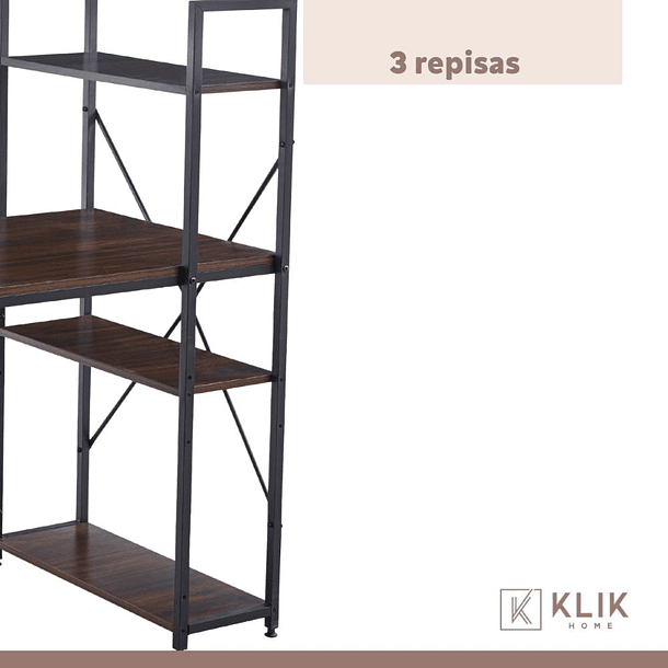 Escritorio Industrial Home Office con Repisas Oslo - Madera Oscura Walnut 14