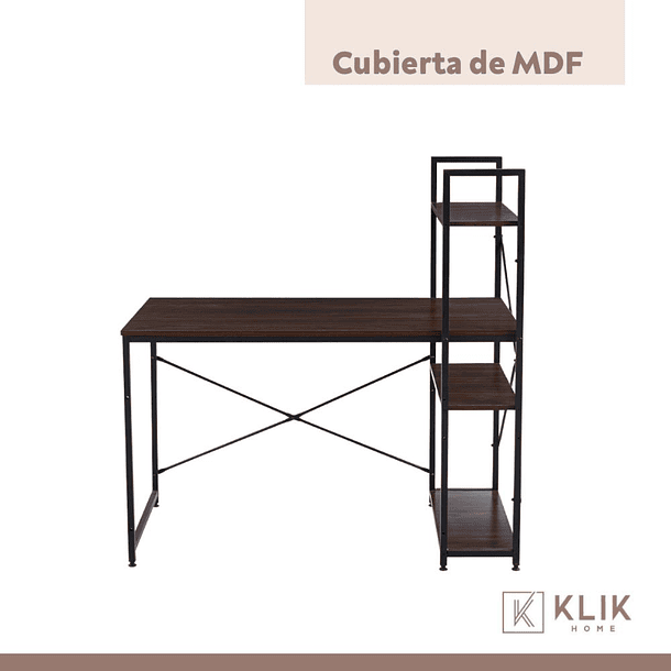 Escritorio Industrial Home Office con Repisas Oslo - Madera Oscura Walnut 17