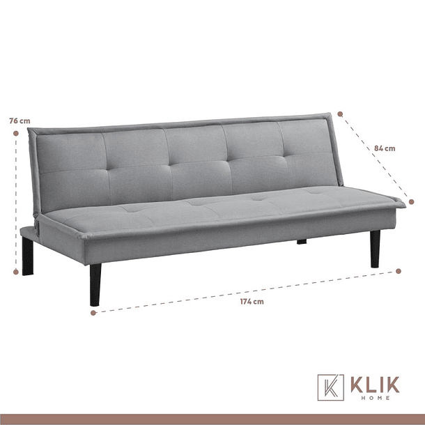 Futón Sofá Cama 2 cuerpos Simply - Lino Gris 4
