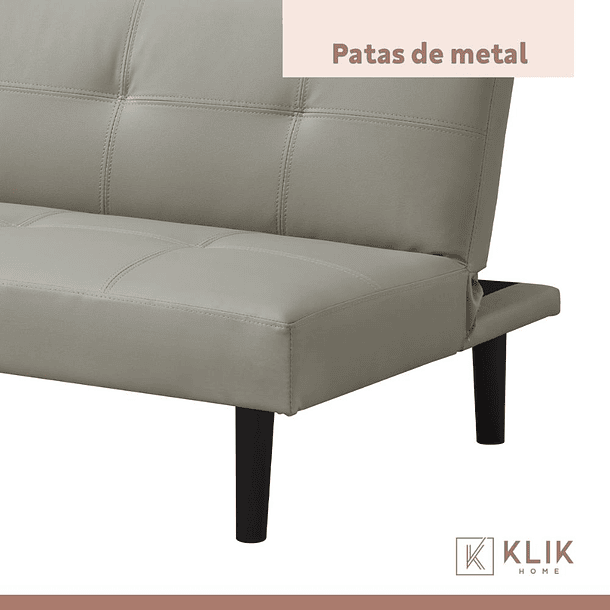 Futón Sofá Cama 2 cuerpos Sofía - Ecocuero Gris 7