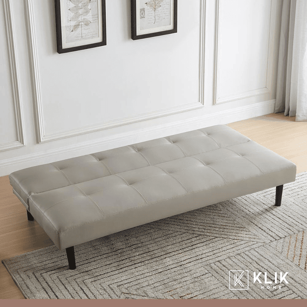 Futón Sofá Cama 2 cuerpos Sofía - Ecocuero Gris 8