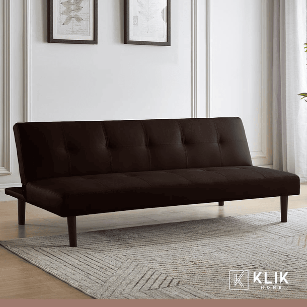 Futón Sofá Cama 2 cuerpos Sofía - Ecocuero Café 2