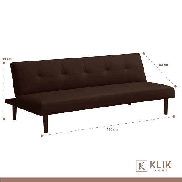 Futón Sofá Cama 2 cuerpos Sofía - Ecocuero Café 4