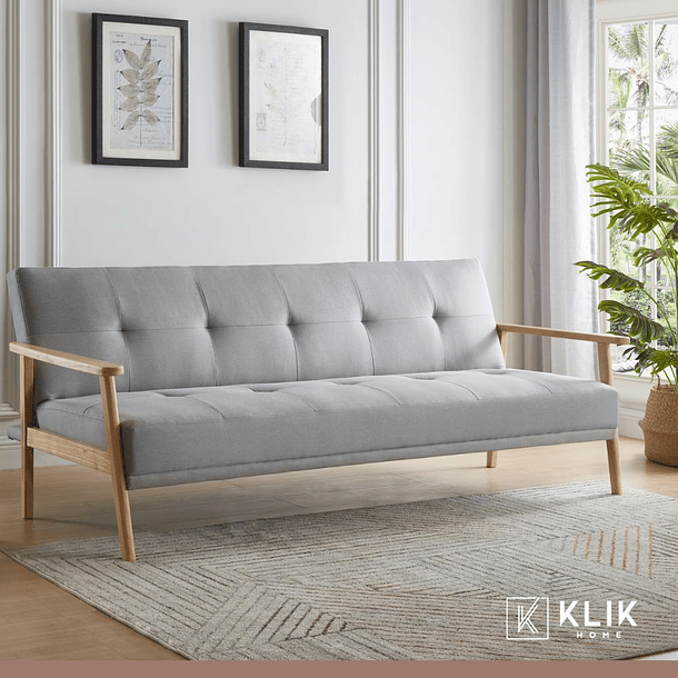 Futón Sofá Cama 3 cuerpos Amelia - Lino Gris 2