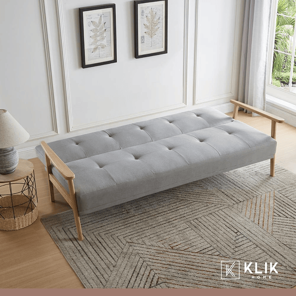 Futón Sofá Cama 3 cuerpos Amelia - Lino Gris 8