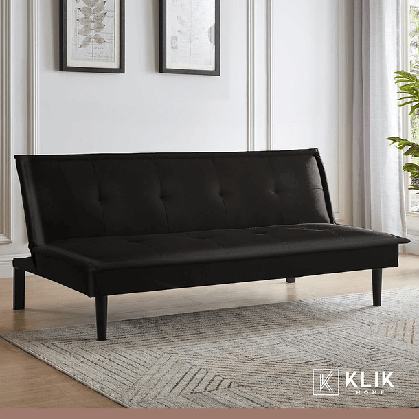 Futón Sofá Cama 2 cuerpos Simply - Ecocuero Negro 2